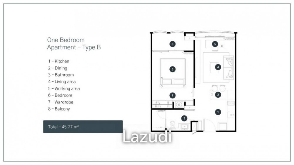 One bedroom 45 sqm with 0% installment payments till completion (end of 2024) Image 9